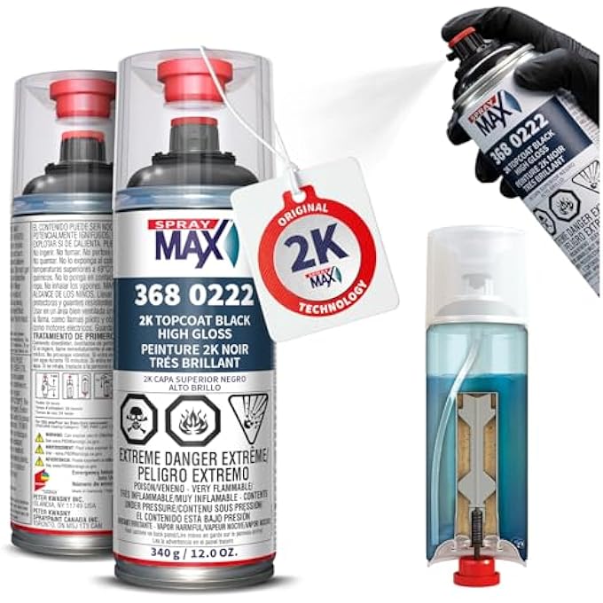 Spray max سبراي ماكس 3680222، طلاء نهائي أسود لامع عالي الجودة - Image 1